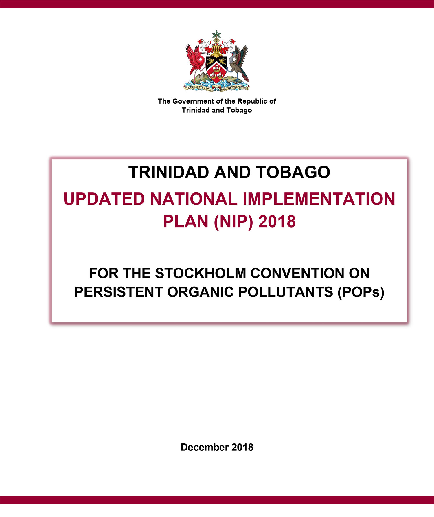 Trinidad and Tobago 2018 National Implementation Plan for the Stockholm Convention on Persistent Organic Pollutants